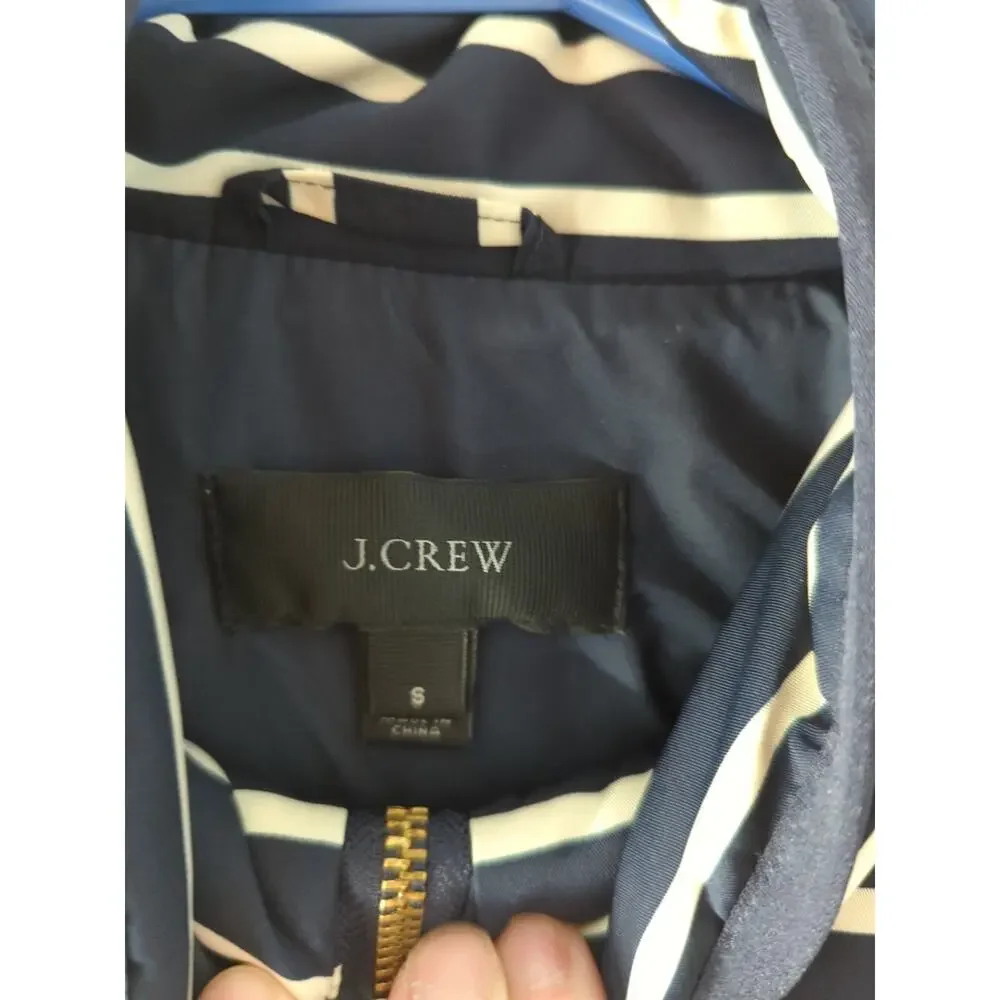 J Crew Down Puffer Vest Women Small Quilted Navy/ White Style # 02727 EUC